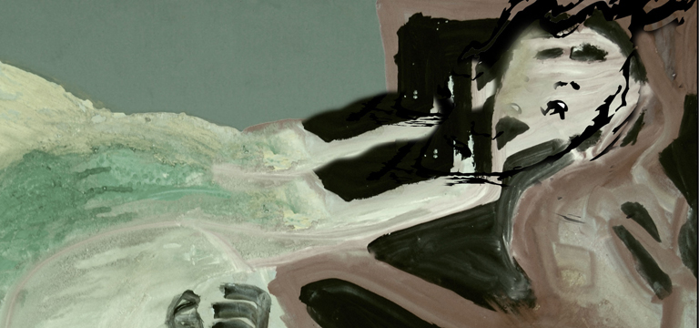 Eine Person im Bett, ein Aquarell (Detail)